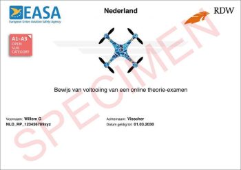 Voorbeeld EU dronebewijs RDW