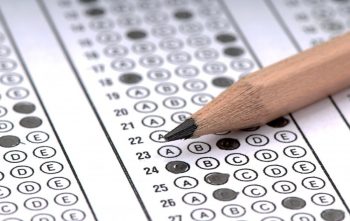 Multiple choice test with pencil